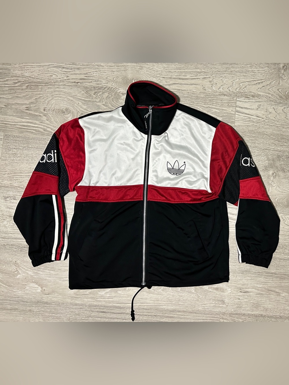 Vintage Y2K 2000s adidas Men’s Black, White & Red Colorblock Track Jacket - Picture 1 of 4